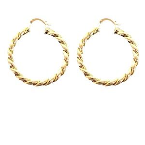 Laminated‎ Gold Tone Twisted Hoop Earrings Womens Fashion Jewelry